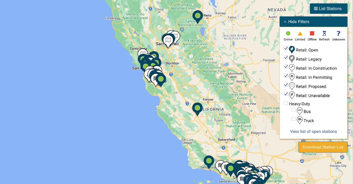 California Hydrogen Map